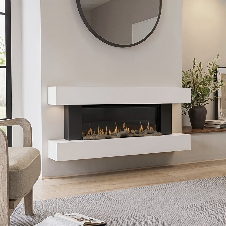 IMPERFECT - White 52inch WiFi Enabled Wall Mounted Electric Fireplace - AmberGlo