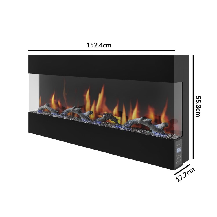 ALMOST PERFECT - 60 Inch Black Built In Electric Fire - Amberglo