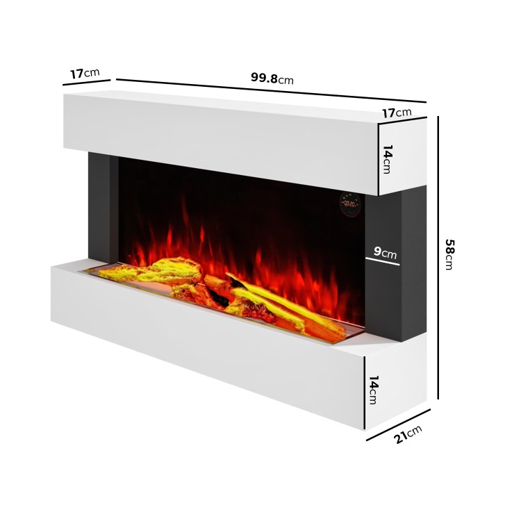 White 39inch Wall Mounted Electric Fireplace - AmberGlo