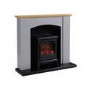 Grey and Wood Two Tone Freestanding Electric Fireplace Suite with Black Stove - Amberglo