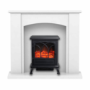 White Freestanding Electric Fireplace Suite with Black Stove - Amberglo