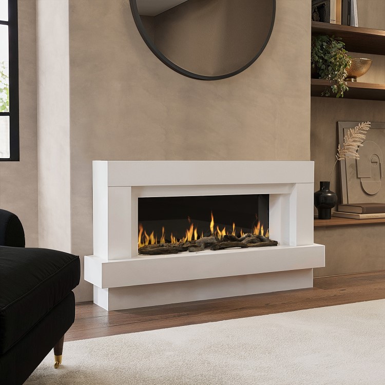 ONLY OPENED - White 48inch WiFi Enabled Wall Mounted Electric Fireplace - AmberGlo