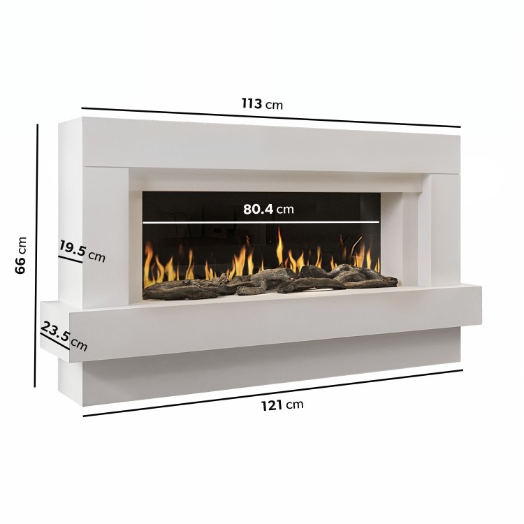 ONLY OPENED - White 48inch WiFi Enabled Wall Mounted Electric Fireplace - AmberGlo