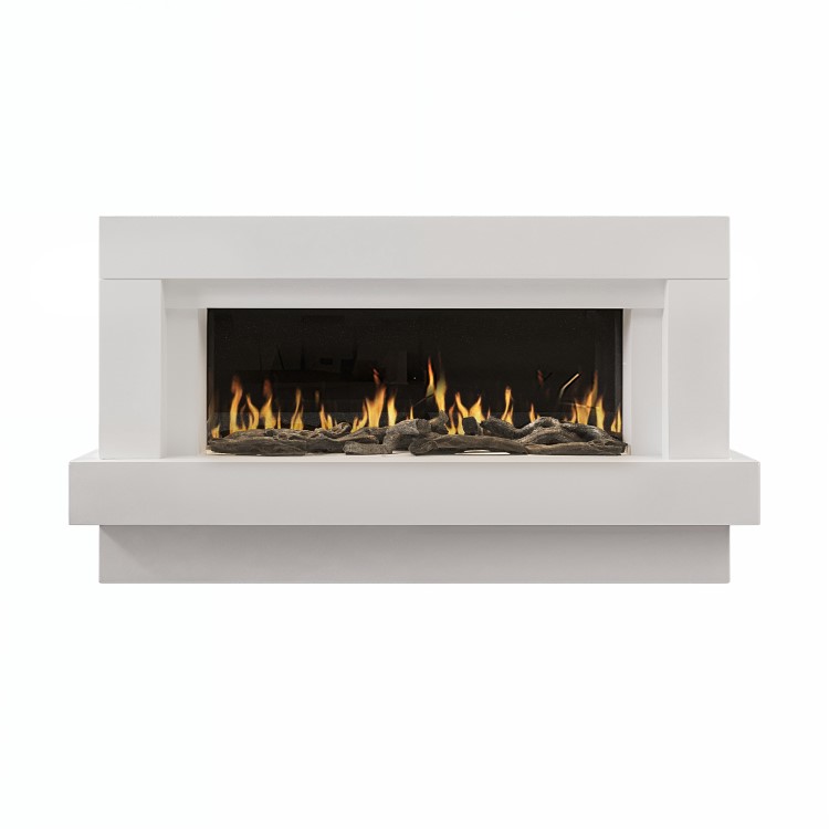 ONLY OPENED - White 48inch WiFi Enabled Wall Mounted Electric Fireplace - AmberGlo