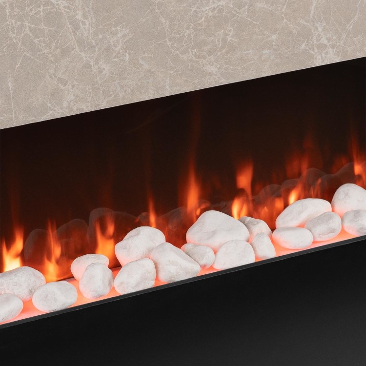 Black & Stone 62inch Wall Mounted Electric Fireplace With Pebbles - AmberGlo