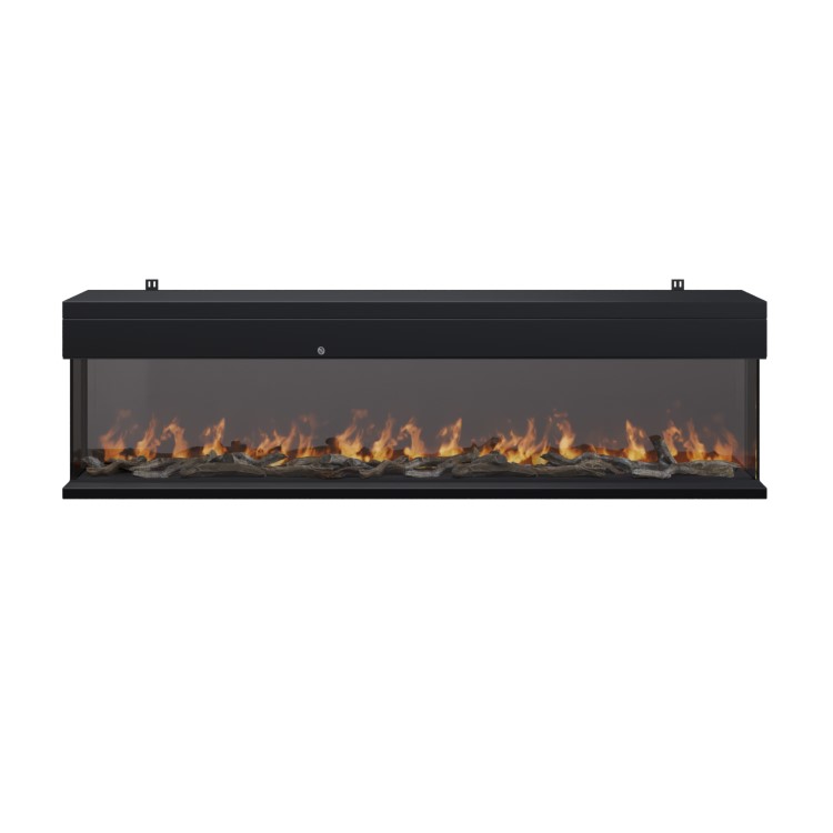 Black 70inch WiFi Enabled Inset Electric Media Wall Fireplace - AmberGlo