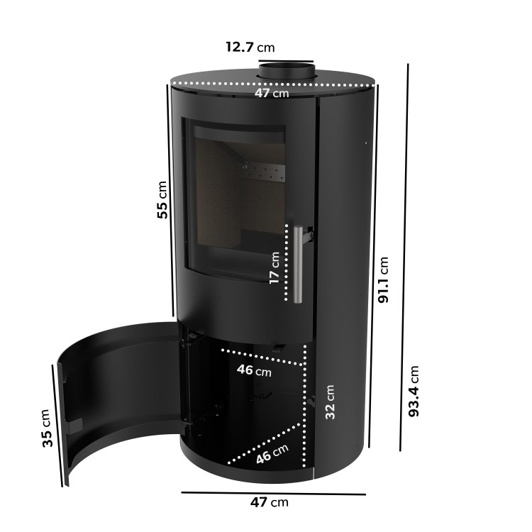 Black Cast Iron Wood Burning Stove 5kW - AmberGlo