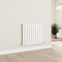 Eco Eleganza White Horizontal Flat Designer Aluminium Radiator 600x750mm Double Panel 3056 BTU