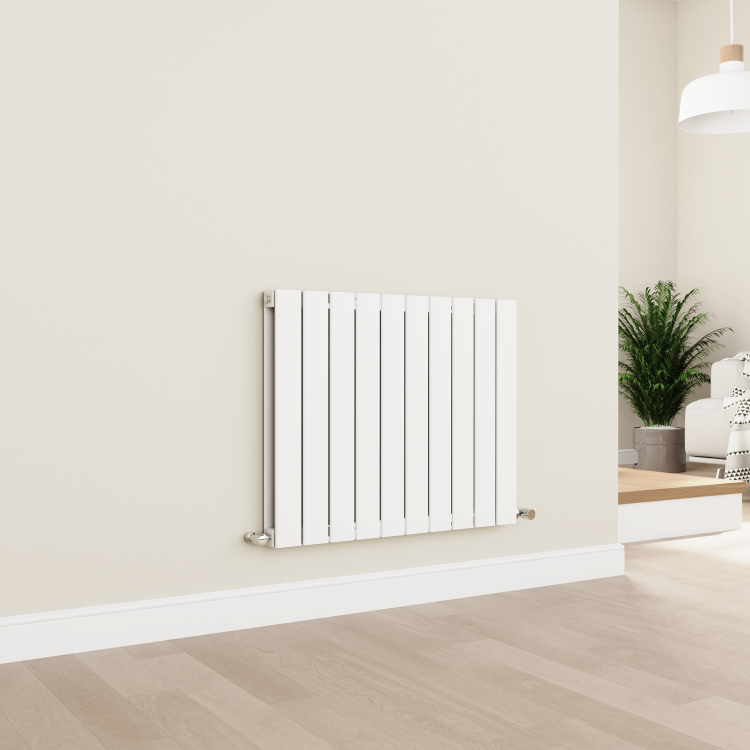 Eco Eleganza White Horizontal Flat Designer Aluminium Radiator 600x750mm Double Panel 3056 BTU