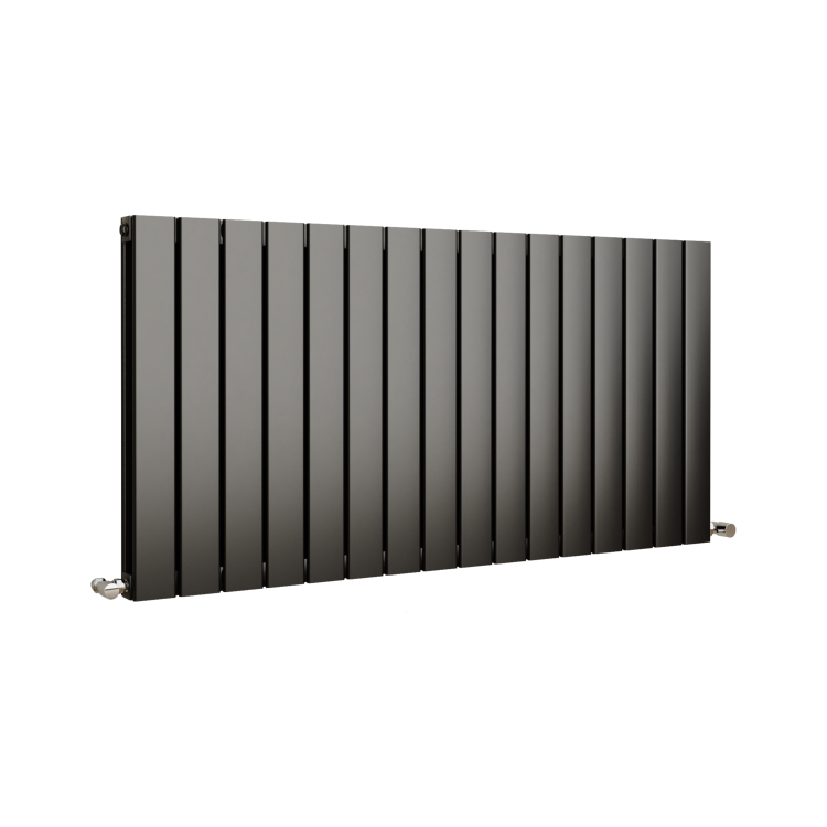 Eco Eleganza Midnight Black Horizontal Flat Designer Aluminium Radiator 600x1200mm Double Panel 4890 BTU