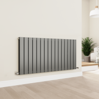 Eco Eleganza Anthracite Horizontal Flat Designer Aluminium Radiator 600x1200mm Double Panel 4890 BTU