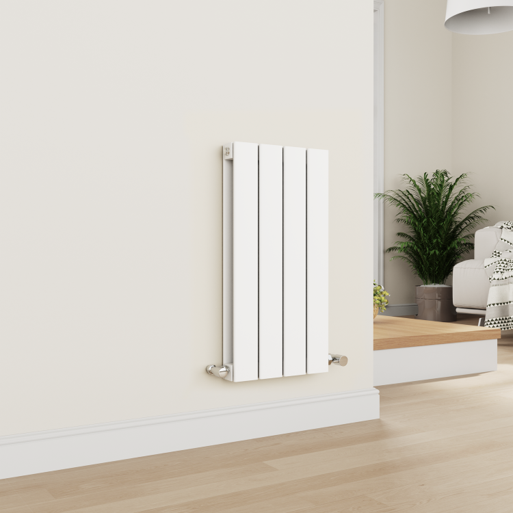 Eco Eleganza White Horizontal Flat Designer Aluminium Radiator 600x300mm Double Panel 1223 BTU