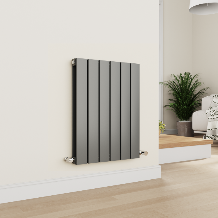 Eco Eleganza Anthracite Horizontal Flat Designer Aluminium Radiator 600x450mm Double Panel 1834 BTU