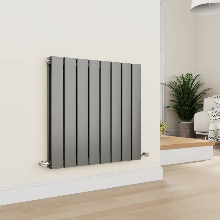 Eco Eleganza Anthracite Horizontal Flat Designer Aluminium Radiator 600x600mm Double Panel 2445 BTU