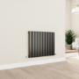 Eco Eleganza Midnight Black Horizontal Flat Designer Aluminium Radiator 600x750mm Single Panel 2302 BTU