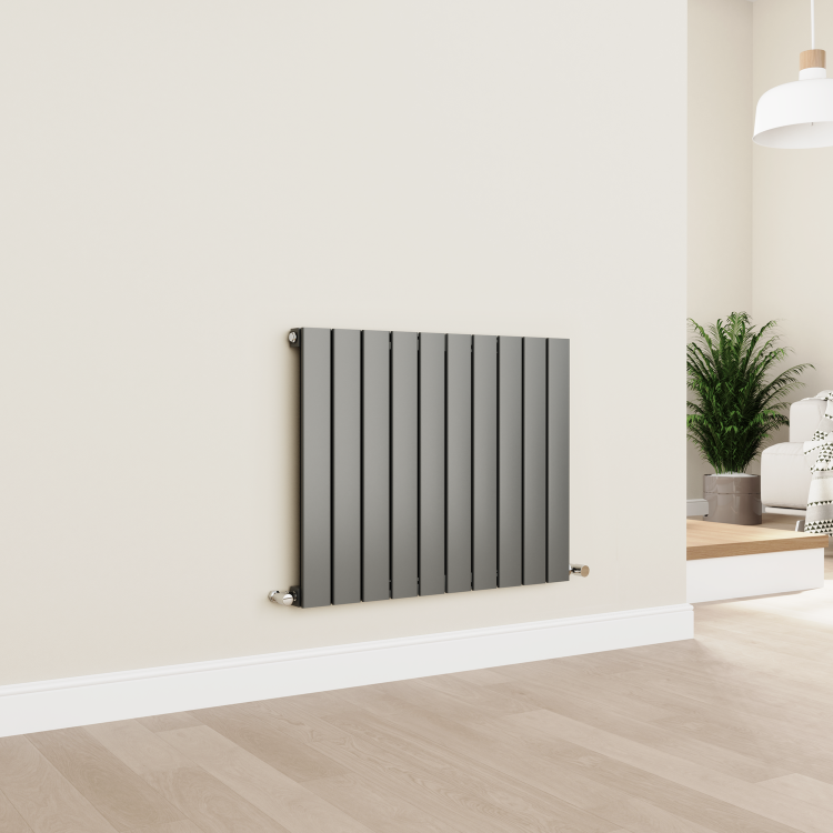 Eco Eleganza Anthracite Horizontal Flat Designer Aluminium Radiator 600x750mm Single Panel 2302 BTU