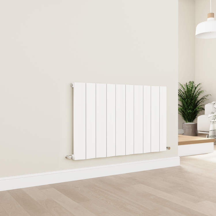 Eco Vivante White Horizontal Wave Designer Aluminium Radiator 600x945mm Single Panel 3055 BTU