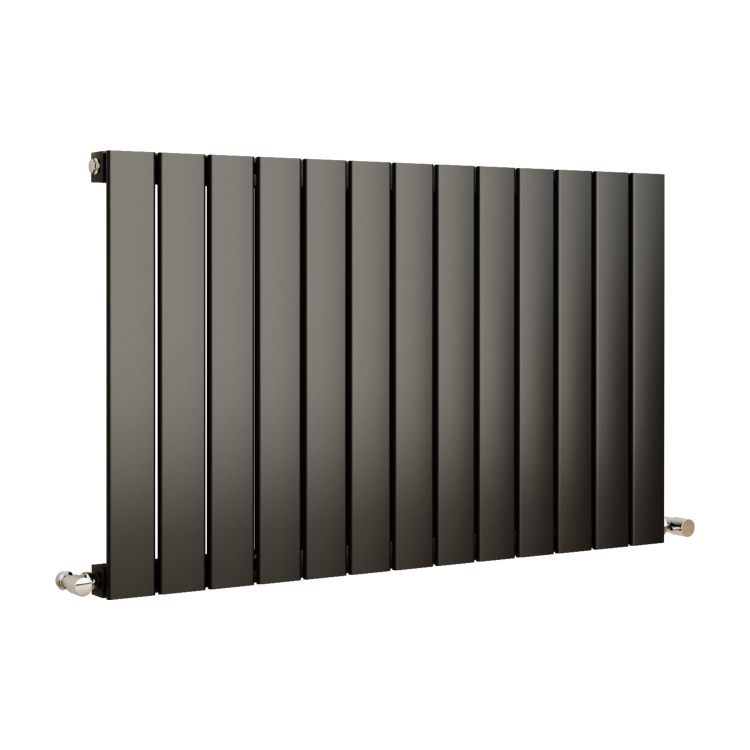 Eco Eleganza Midnight Black Horizontal Flat Designer Aluminium Radiator 600x975mm Single Panel 2992 BTU