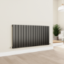 Eco Eleganza Midnight Black Horizontal Flat Designer Aluminium Radiator 600x1200mm Single Panel 3683 BTU