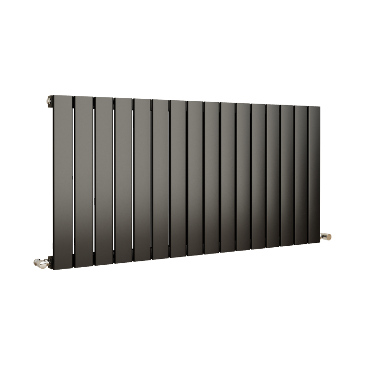 Eco Eleganza Midnight Black Horizontal Flat Designer Aluminium Radiator 600x1200mm Single Panel 3683 BTU