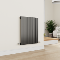 Eco Eleganza Midnight Black Horizontal Flat Designer Aluminium Radiator 600x450mm Single Panel 1381 BTU