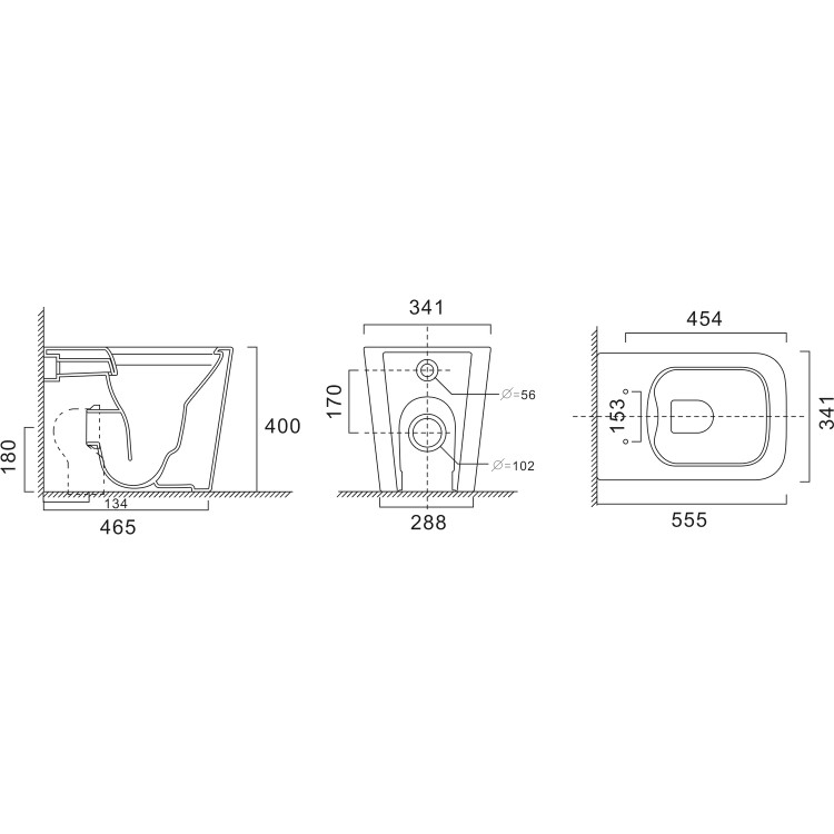 Back to Wall Rimless Toilet with Soft Close Seat - Albi