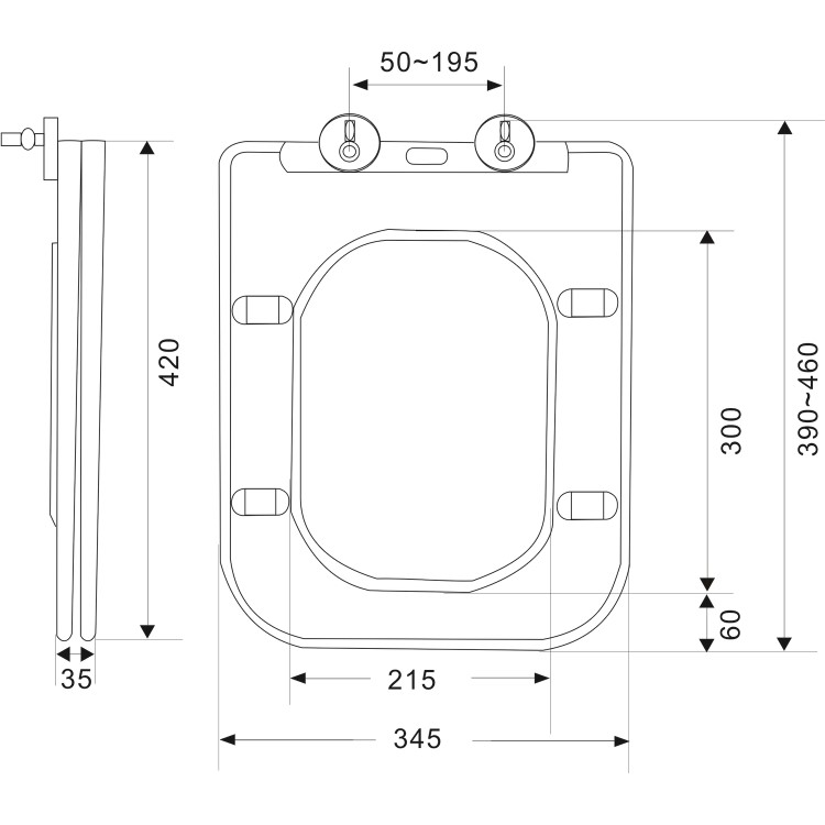 Back to Wall Rimless Toilet with Soft Close Seat - Albi