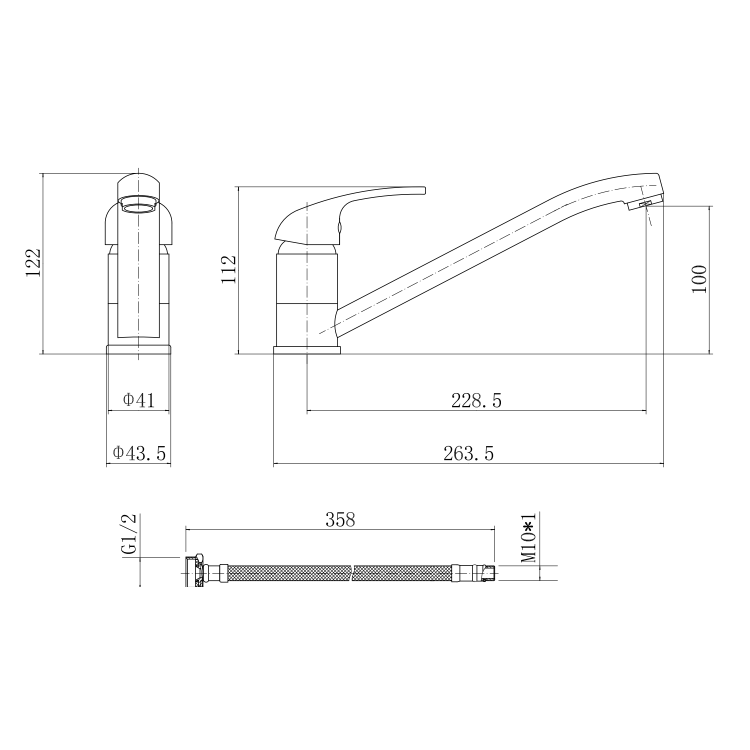 GRADE A1 - Alfred Single Lever Chrome Monobloc Kitchen Sink Mixer Tap