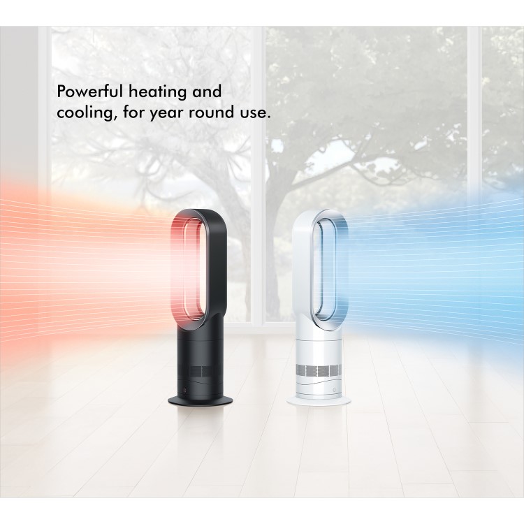 Dyson AM09 Hot+Cool Jet Focus Fan Heater and Cooling Fan - White and Nickel