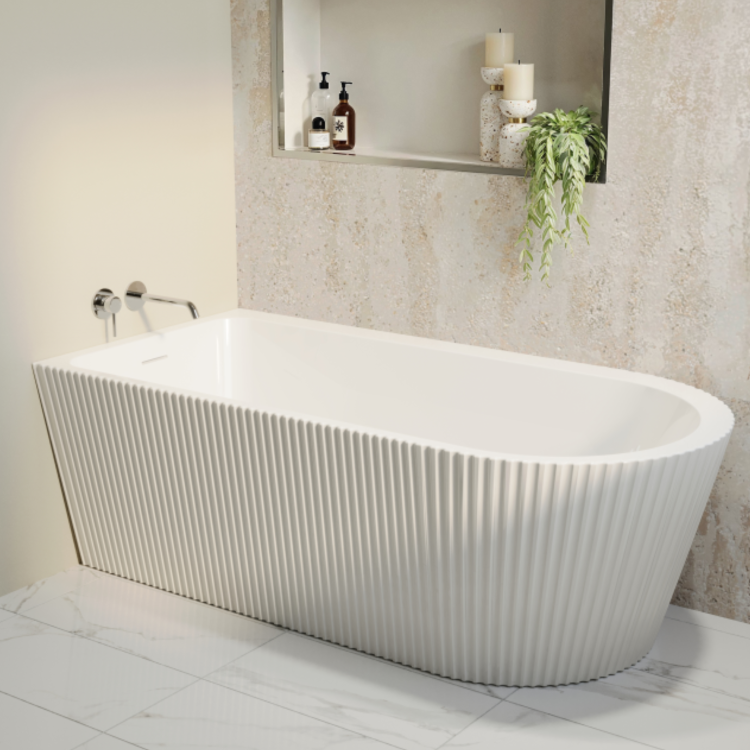 Freestanding Single Ended Left Hand Fluted Corner Bath 1650 x 800mm - Amaro