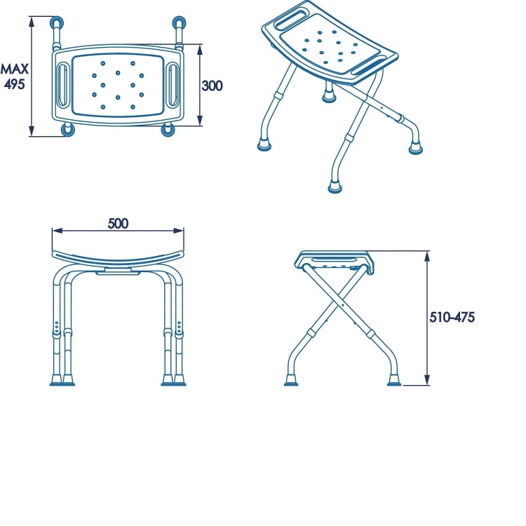 White Adjustable Shower Stool - Croydex 