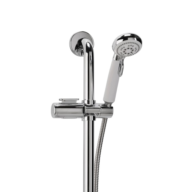 Croydex Chrome  Round Adjustable Height Slide Rail Kit with Hand Shower