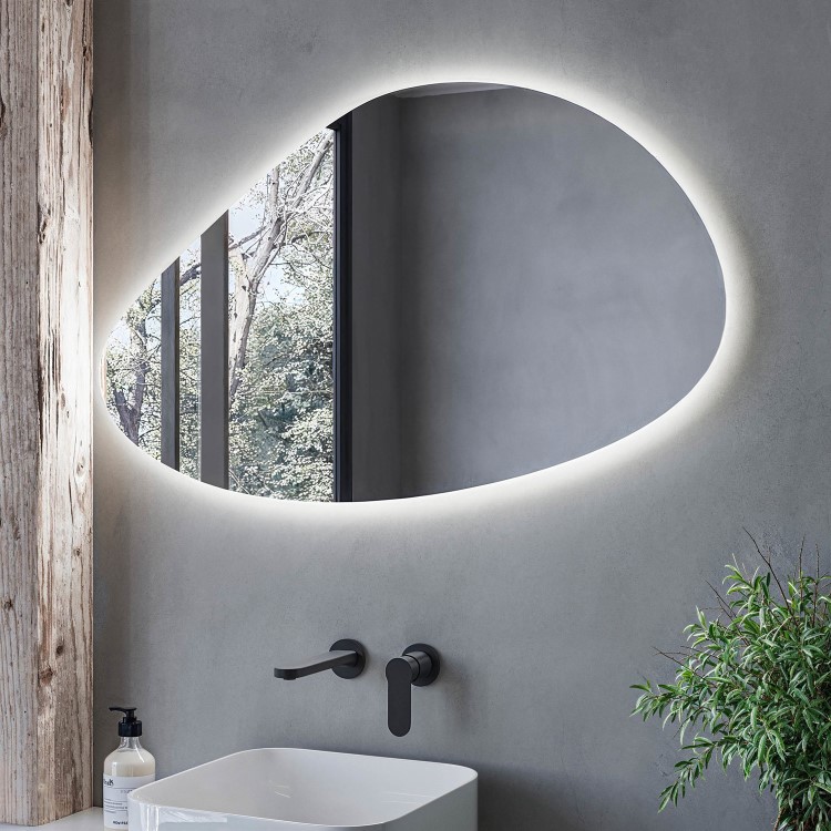 Pebble Backlit Heated Bathroom Mirror with Lights 500 x 800mm - Apollo