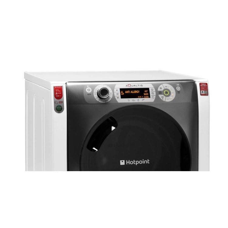 Hotpoint AQ113DA697E Aqualtis 11kg 1600rpm Freestanding Washing Machine - White With Tungsten Door