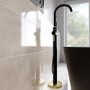 Black & Brass Freestanding Bath Shower Mixer Tap - Arissa