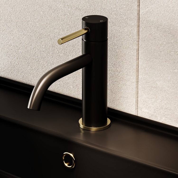 Black & Brass Mono Basin Mixer Tap - Arissa