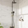 Black and Brass Thermostatic Bar Mixer Shower Set with Slide Rail Kit & Hand Shower - Arissa