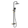 Black and Brass Thermostatic Bar Mixer Shower Set with Slide Rail Kit & Hand Shower - Arissa