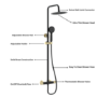 Black and Brass Thermostatic Bar Mixer Shower Set with Slide Rail Kit & Hand Shower - Arissa