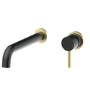 GRADE A1 - Black & Brass Wall Mounted Bath Mixer Tap - Arissa