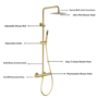 Brushed Brass Thermostatic Bar Mixer Shower Set with Slide Rail Kit & Pencil Hand Shower - Arissa