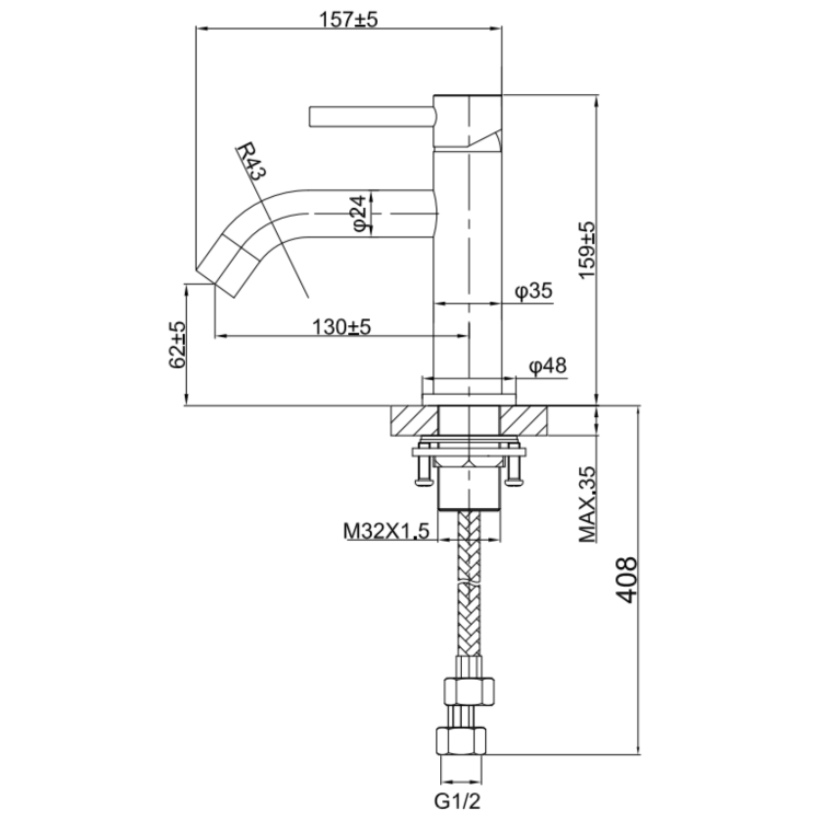 GRADE A1 - Chrome Cloakroom Mono Basin Mixer Tap - Arissa