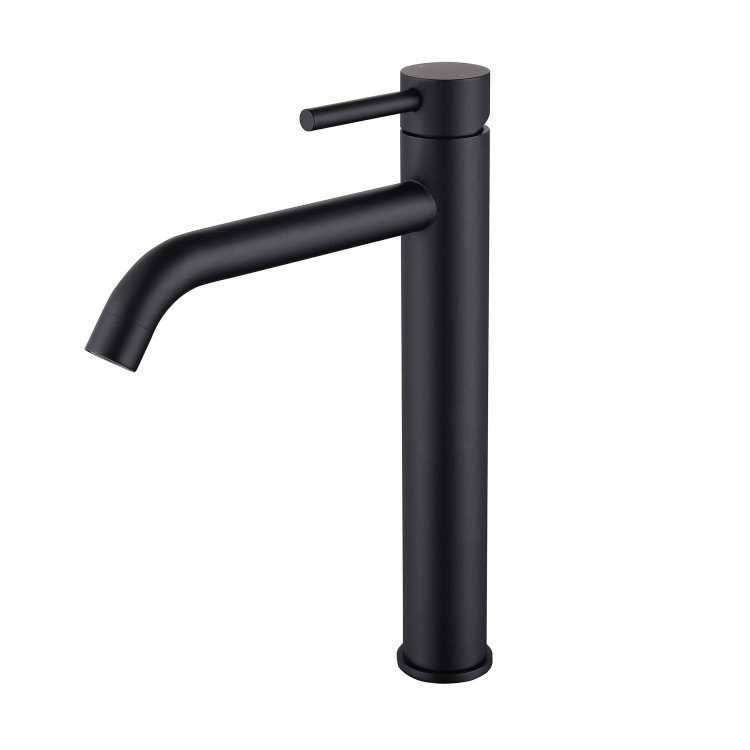 GRADE A1 - Black Tall Single Lever Mono Basin Mixer Tap - Arissa