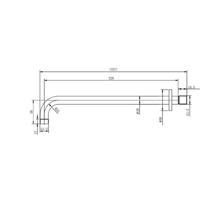 GRADE A1 - Black 355mm Wall Mounted Shower Arm - Arissa