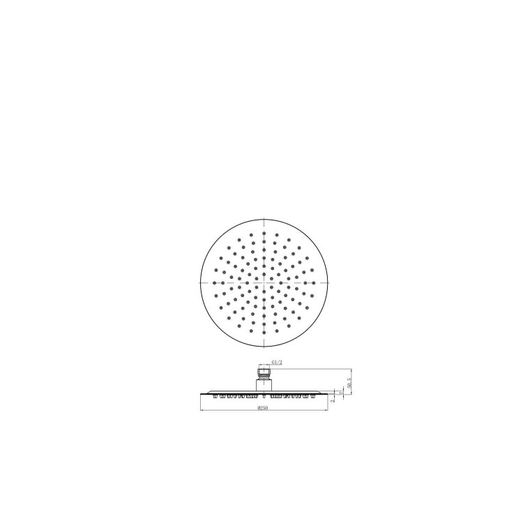 GRADE A1 - Black 250mm Round Rainfall Shower Head - Arissa