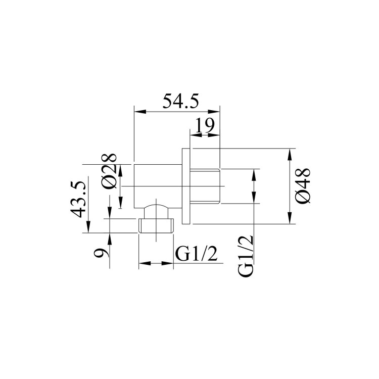 GRADE A1 - Black Shower Outlet Elbow for Concealed Showers - Arissa