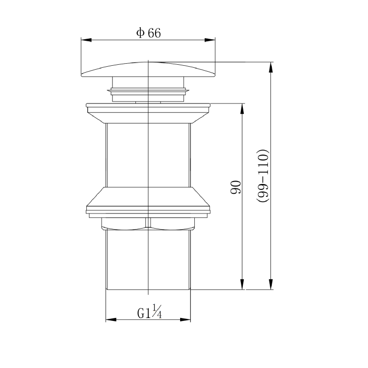 Black Click Clack Slotted Basin Waste - Arissa