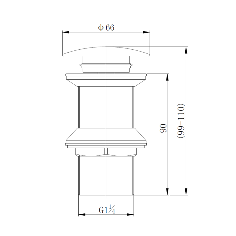 Black Click Clack Unslotted Basin Waste - Arissa