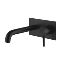 Matt Black Wall Mounted Bath Tap With Backing Plate - Arissa