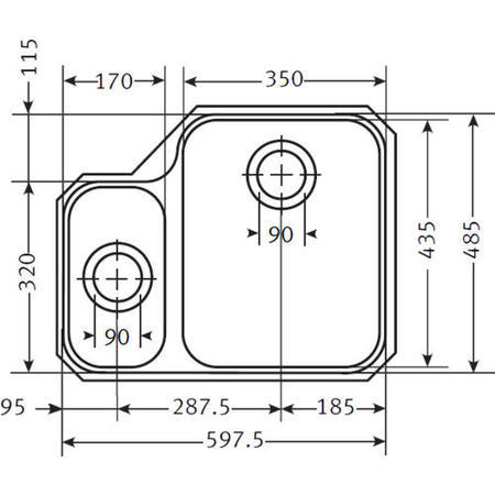 1.5 Bowl Undermount Chrome Stainless Steel Kitchen Sink with Right Hand Drainer - Franke Ariane